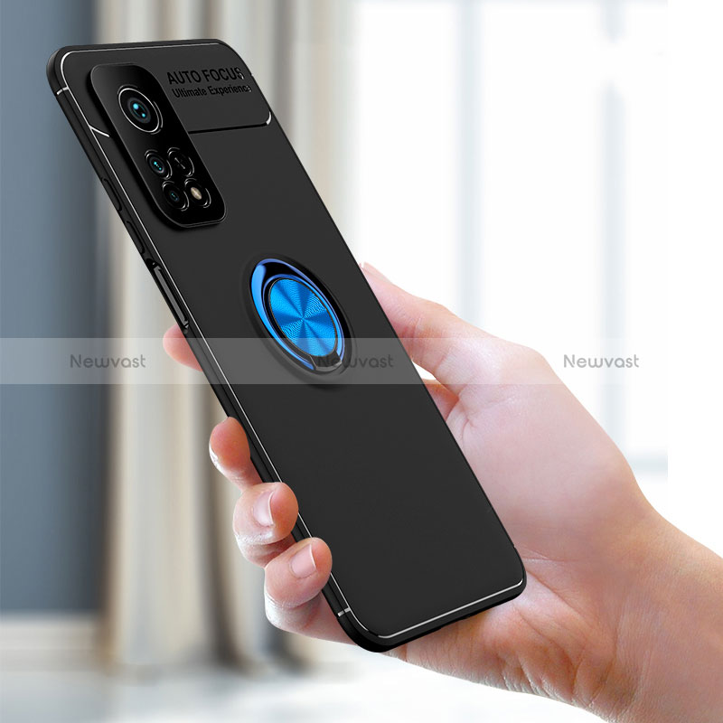 Ultra-thin Silicone Gel Soft Case Cover with Magnetic Finger Ring Stand SD1 for Xiaomi Mi 10T 5G