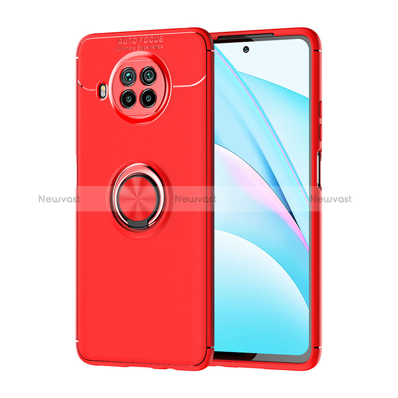 Ultra-thin Silicone Gel Soft Case Cover with Magnetic Finger Ring Stand SD1 for Xiaomi Mi 10T Lite 5G Red