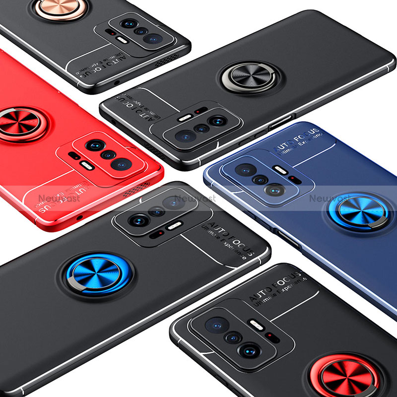 Ultra-thin Silicone Gel Soft Case Cover with Magnetic Finger Ring Stand SD1 for Xiaomi Mi 11T Pro 5G