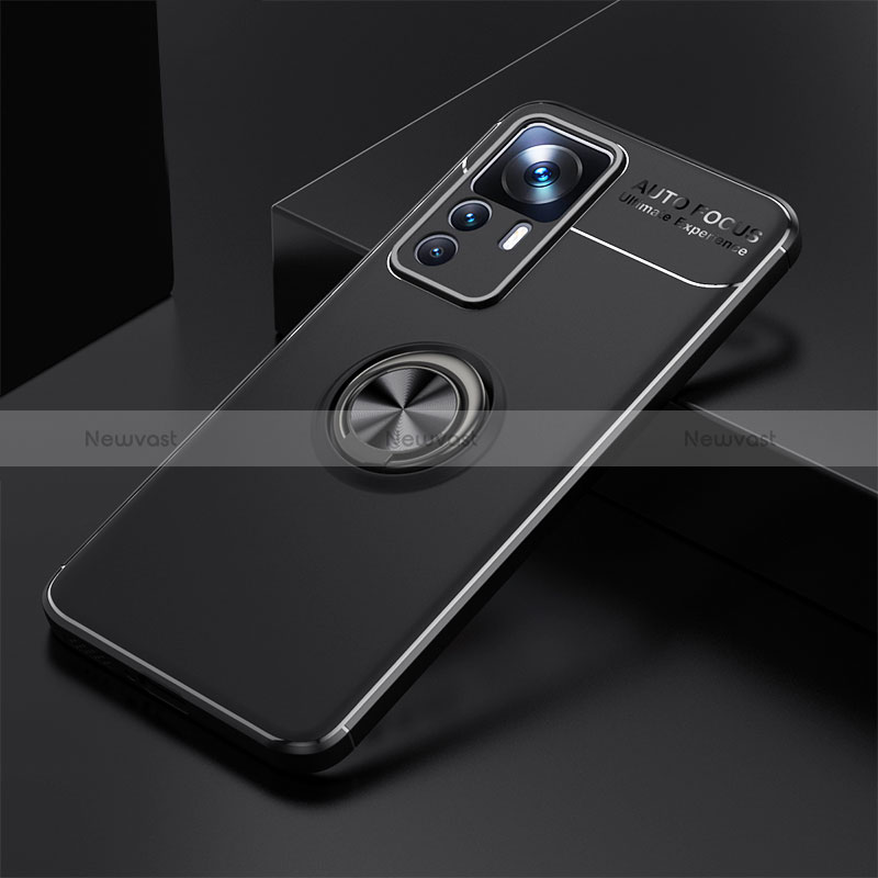 Ultra-thin Silicone Gel Soft Case Cover with Magnetic Finger Ring Stand SD1 for Xiaomi Mi 12T 5G Black