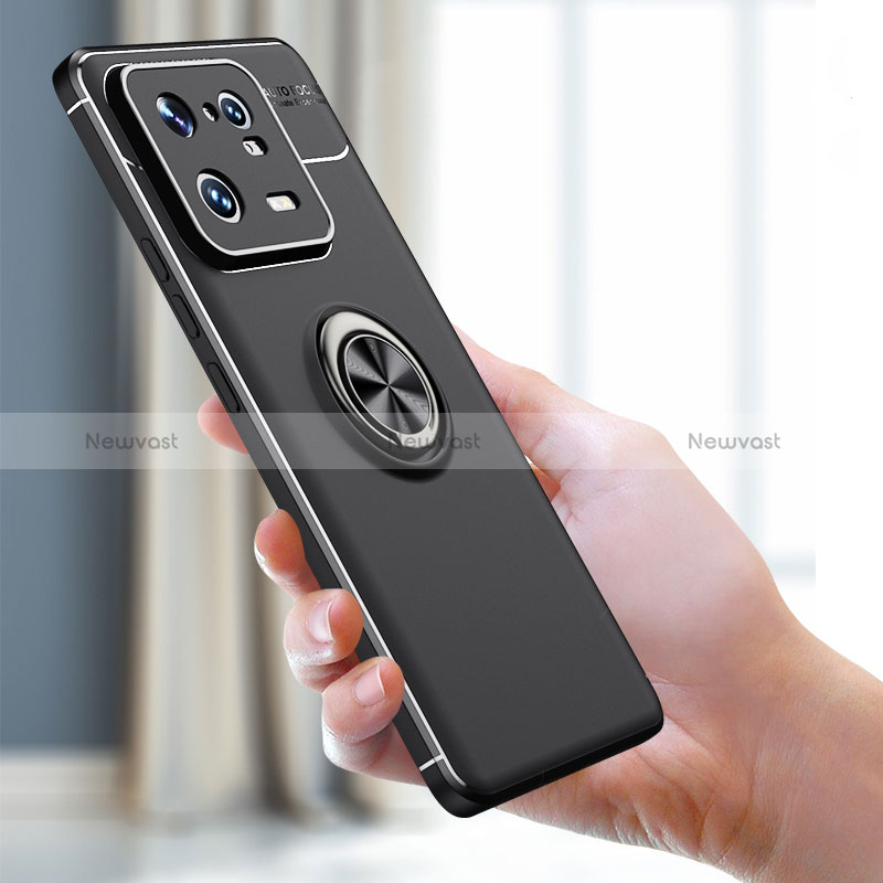 Ultra-thin Silicone Gel Soft Case Cover with Magnetic Finger Ring Stand SD1 for Xiaomi Mi 13 Pro 5G