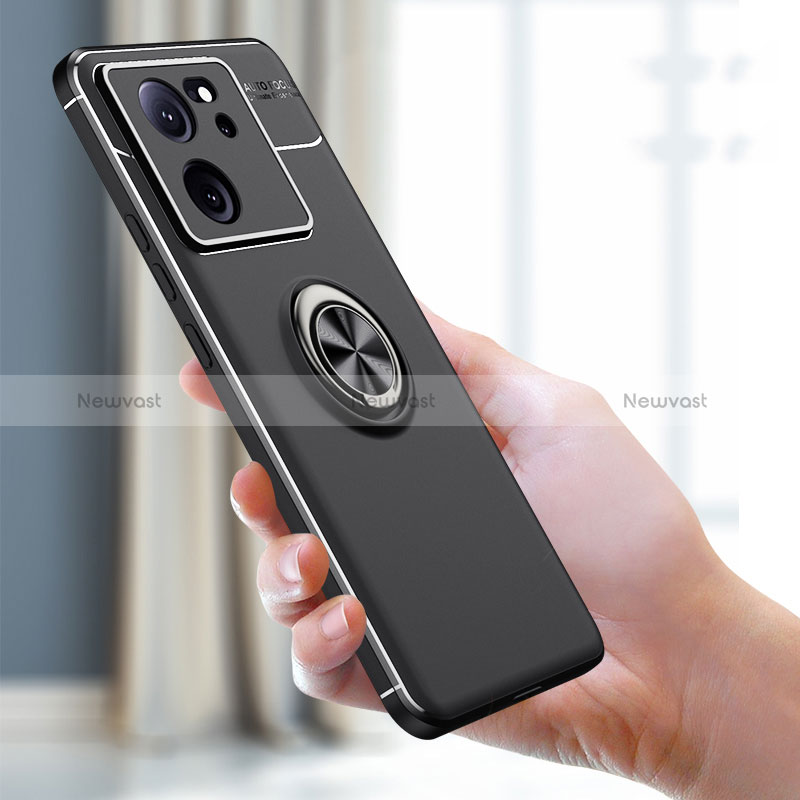 Ultra-thin Silicone Gel Soft Case Cover with Magnetic Finger Ring Stand SD1 for Xiaomi Mi 13T 5G