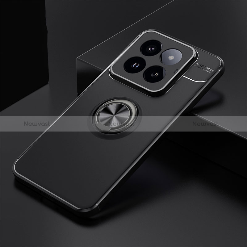 Ultra-thin Silicone Gel Soft Case Cover with Magnetic Finger Ring Stand SD1 for Xiaomi Mi 14 5G Black