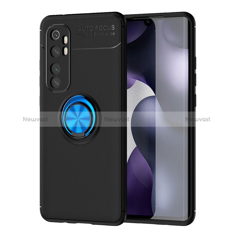 Ultra-thin Silicone Gel Soft Case Cover with Magnetic Finger Ring Stand SD1 for Xiaomi Mi Note 10 Lite