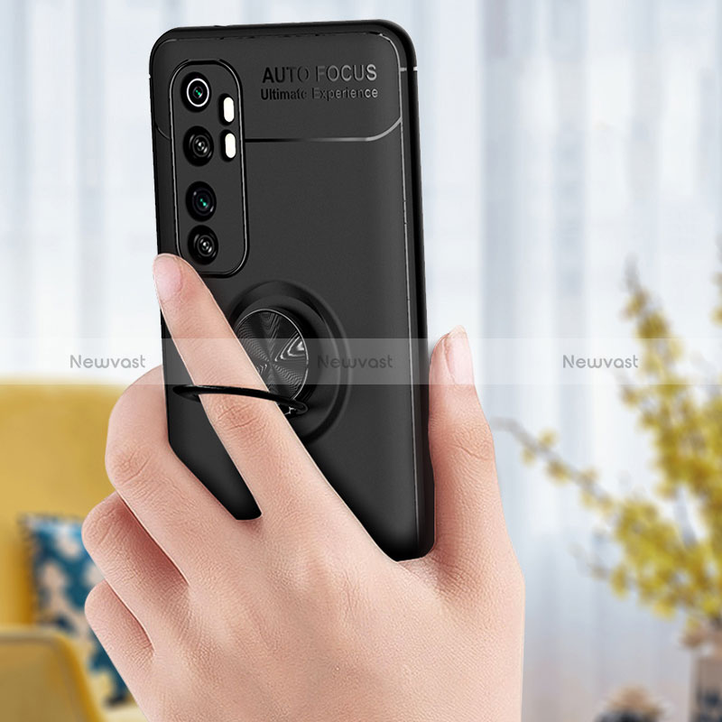 Ultra-thin Silicone Gel Soft Case Cover with Magnetic Finger Ring Stand SD1 for Xiaomi Mi Note 10 Lite