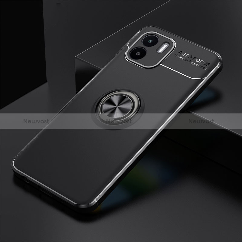 Ultra-thin Silicone Gel Soft Case Cover with Magnetic Finger Ring Stand SD1 for Xiaomi Poco C51 Black