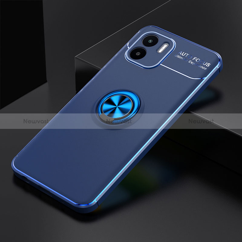 Ultra-thin Silicone Gel Soft Case Cover with Magnetic Finger Ring Stand SD1 for Xiaomi Poco C51 Blue