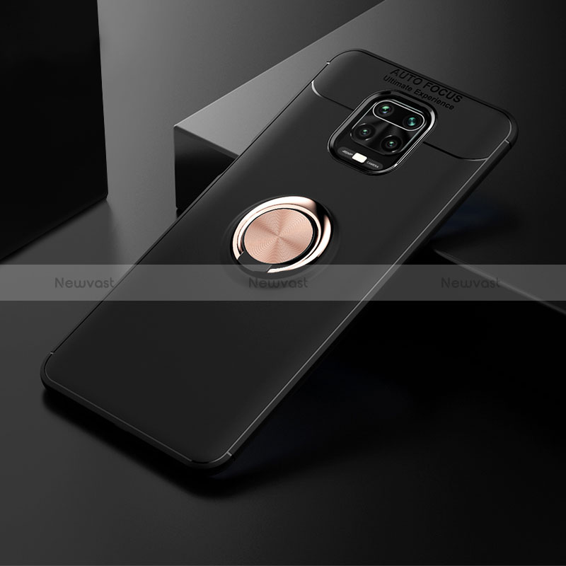 Ultra-thin Silicone Gel Soft Case Cover with Magnetic Finger Ring Stand SD1 for Xiaomi Poco M2 Pro Gold and Black