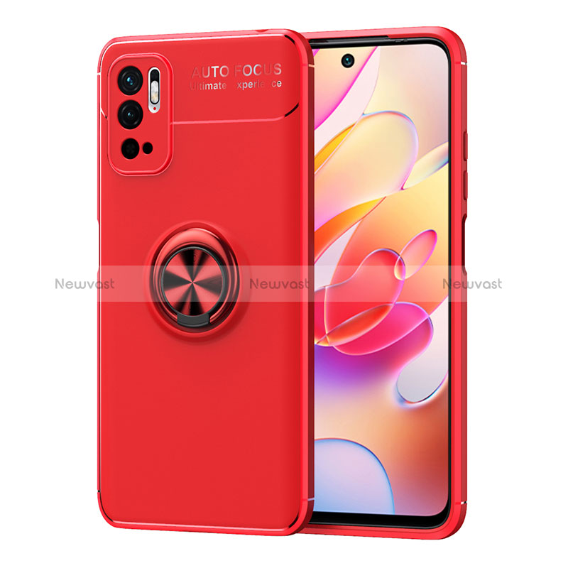 Ultra-thin Silicone Gel Soft Case Cover with Magnetic Finger Ring Stand SD1 for Xiaomi POCO M3 Pro 5G