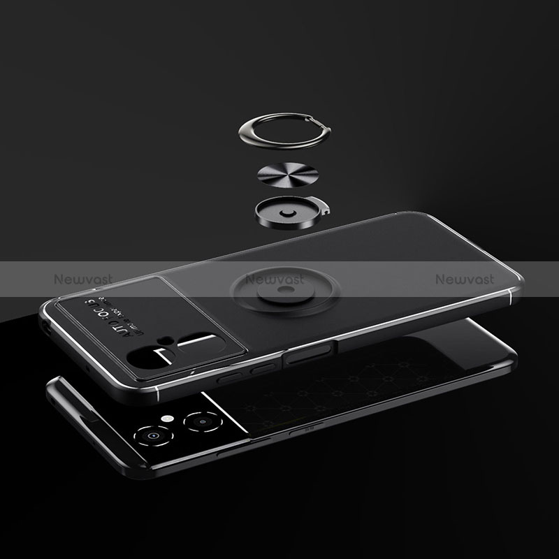 Ultra-thin Silicone Gel Soft Case Cover with Magnetic Finger Ring Stand SD1 for Xiaomi Poco M4 5G