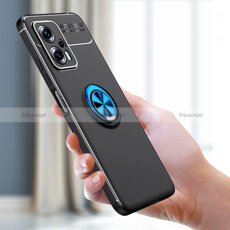 Ultra-thin Silicone Gel Soft Case Cover with Magnetic Finger Ring Stand SD1 for Xiaomi Poco X4 GT 5G