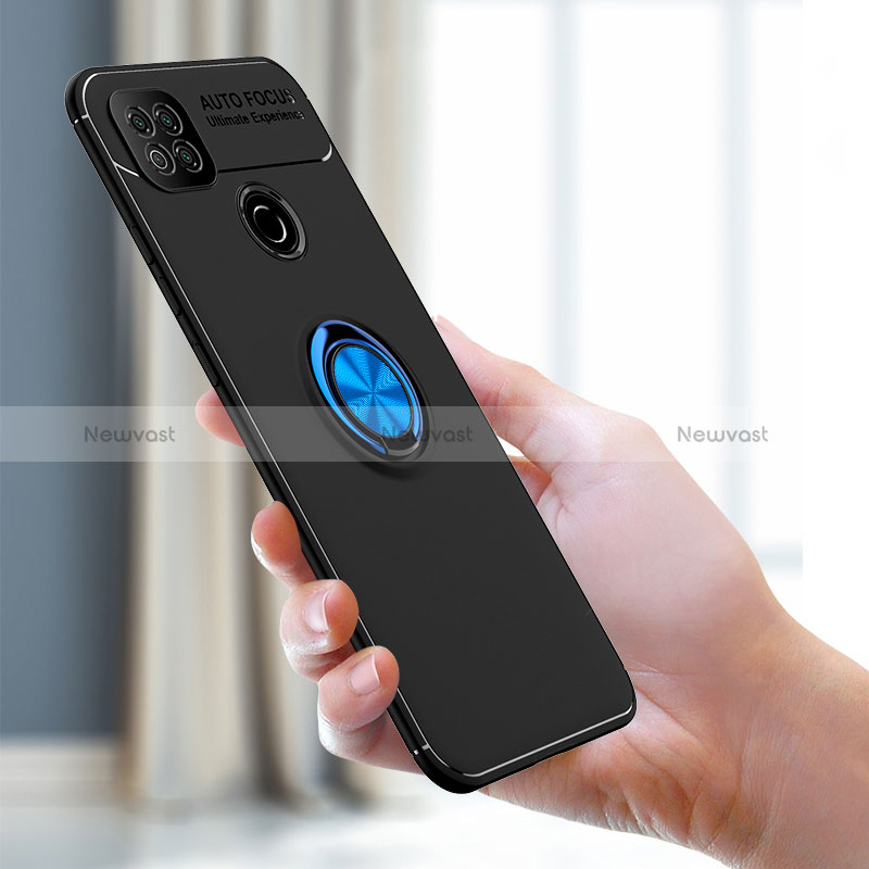 Ultra-thin Silicone Gel Soft Case Cover with Magnetic Finger Ring Stand SD1 for Xiaomi Redmi 10A 4G