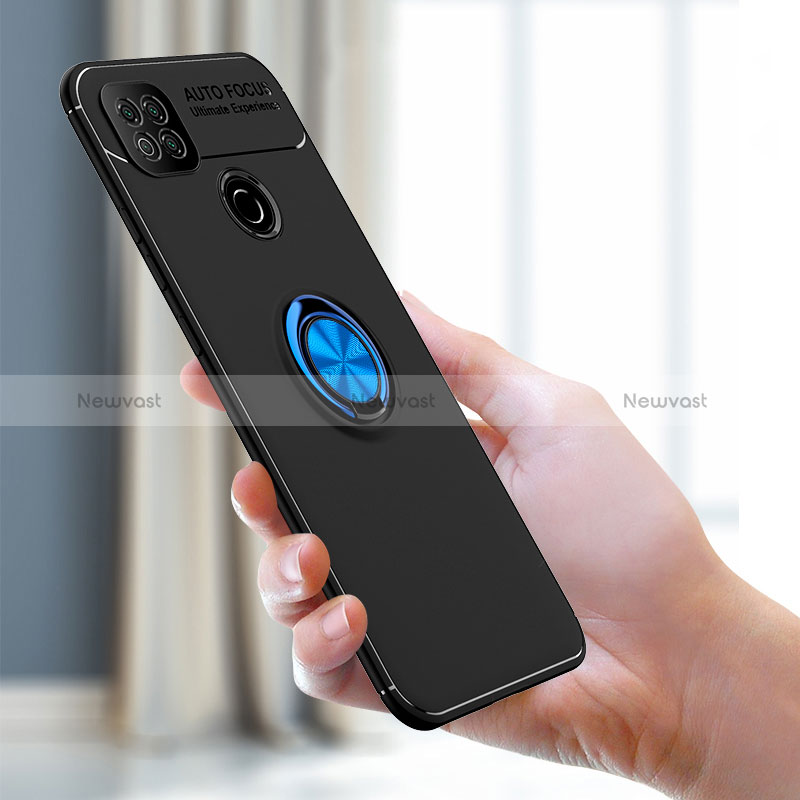 Ultra-thin Silicone Gel Soft Case Cover with Magnetic Finger Ring Stand SD1 for Xiaomi Redmi 9 Activ