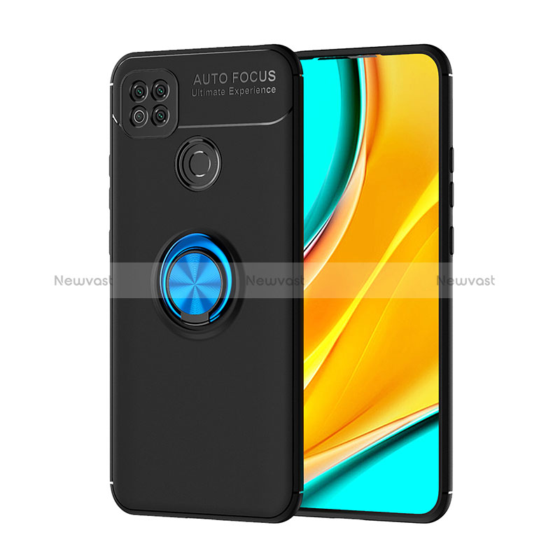 Ultra-thin Silicone Gel Soft Case Cover with Magnetic Finger Ring Stand SD1 for Xiaomi Redmi 9 Activ