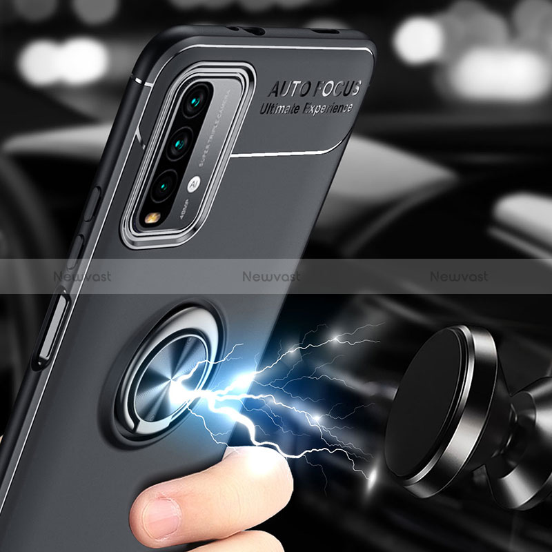 Ultra-thin Silicone Gel Soft Case Cover with Magnetic Finger Ring Stand SD1 for Xiaomi Redmi 9 Power