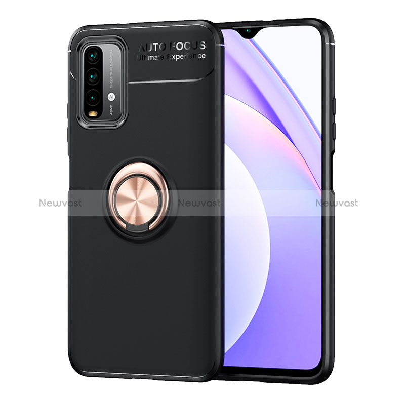 Ultra-thin Silicone Gel Soft Case Cover with Magnetic Finger Ring Stand SD1 for Xiaomi Redmi 9 Power