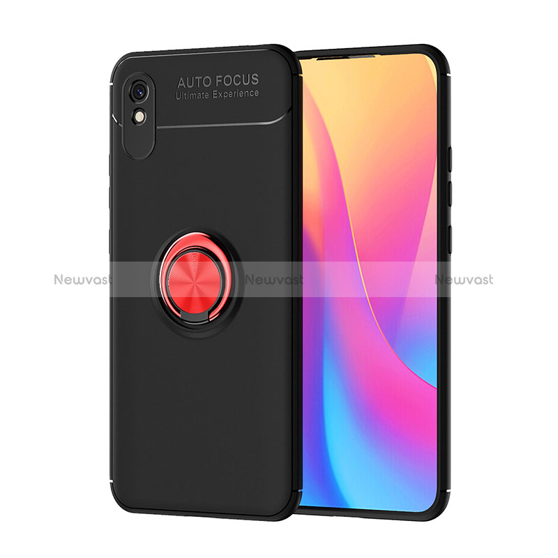 Ultra-thin Silicone Gel Soft Case Cover with Magnetic Finger Ring Stand SD1 for Xiaomi Redmi 9A