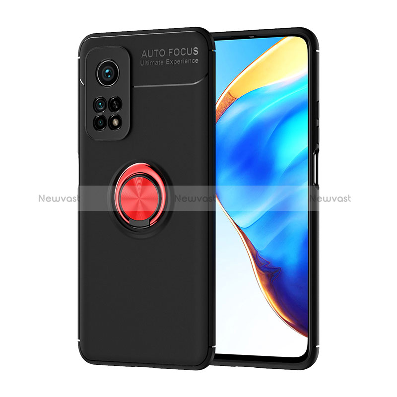 Ultra-thin Silicone Gel Soft Case Cover with Magnetic Finger Ring Stand SD1 for Xiaomi Redmi K30S 5G Red and Black