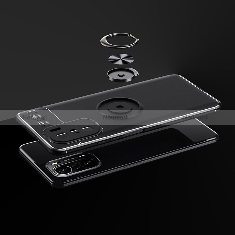 Ultra-thin Silicone Gel Soft Case Cover with Magnetic Finger Ring Stand SD1 for Xiaomi Redmi K40 5G