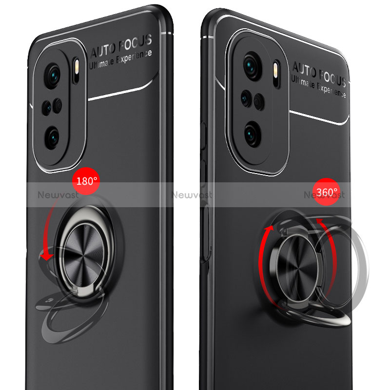 Ultra-thin Silicone Gel Soft Case Cover with Magnetic Finger Ring Stand SD1 for Xiaomi Redmi K40 Pro 5G