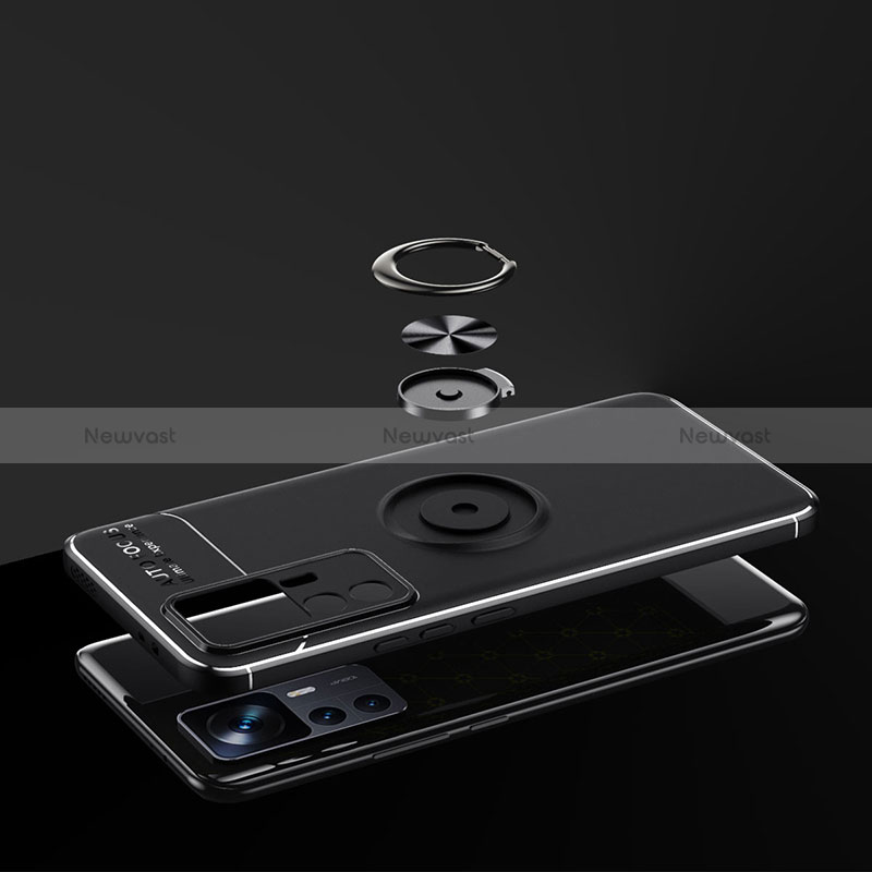 Ultra-thin Silicone Gel Soft Case Cover with Magnetic Finger Ring Stand SD1 for Xiaomi Redmi K50 Ultra 5G