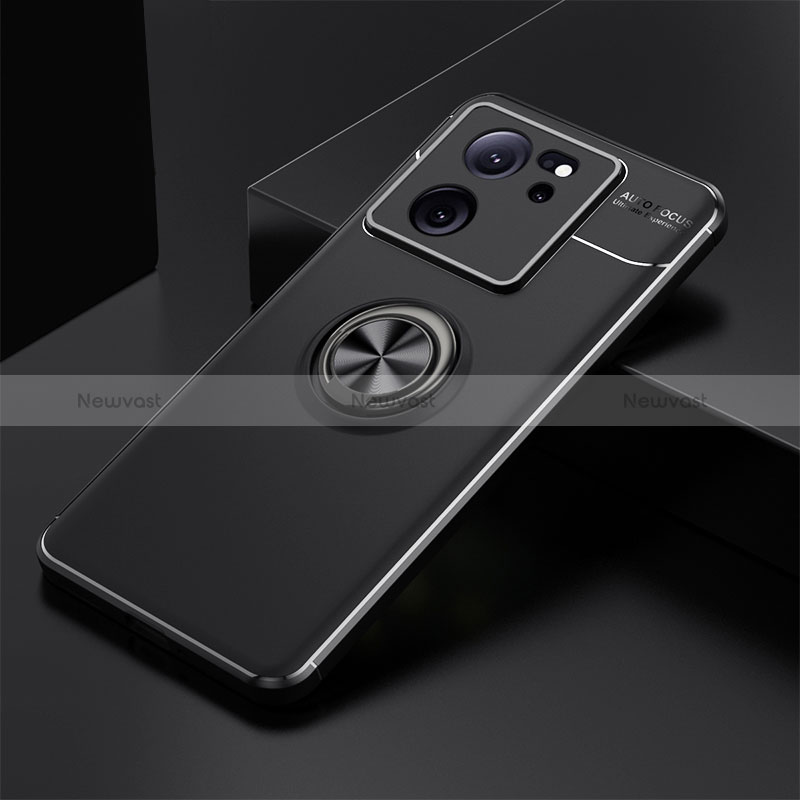 Ultra-thin Silicone Gel Soft Case Cover with Magnetic Finger Ring Stand SD1 for Xiaomi Redmi K60 Ultra 5G Black