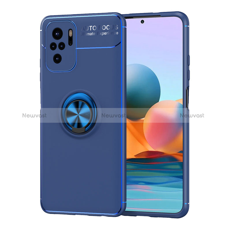 Ultra-thin Silicone Gel Soft Case Cover with Magnetic Finger Ring Stand SD1 for Xiaomi Redmi Note 10 4G