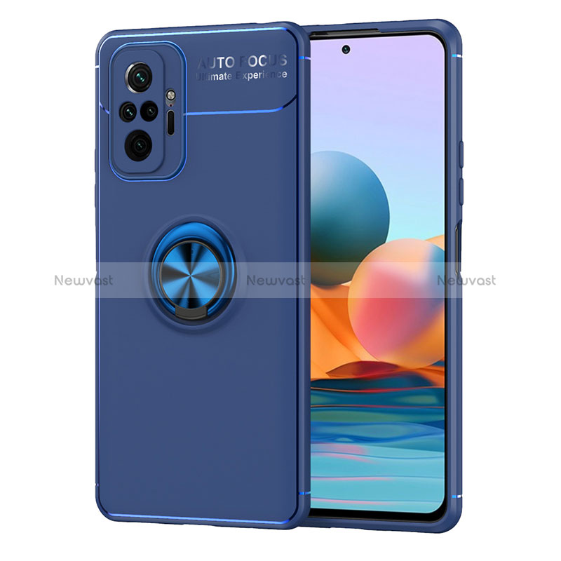 Ultra-thin Silicone Gel Soft Case Cover with Magnetic Finger Ring Stand SD1 for Xiaomi Redmi Note 10 Pro 4G