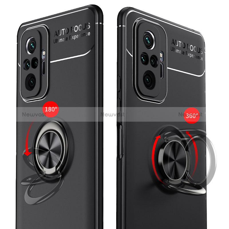 Ultra-thin Silicone Gel Soft Case Cover with Magnetic Finger Ring Stand SD1 for Xiaomi Redmi Note 10 Pro Max