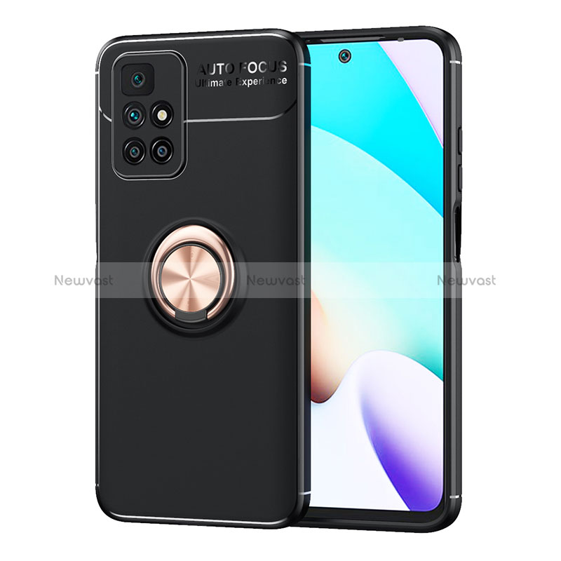 Ultra-thin Silicone Gel Soft Case Cover with Magnetic Finger Ring Stand SD1 for Xiaomi Redmi Note 11 4G (2021)