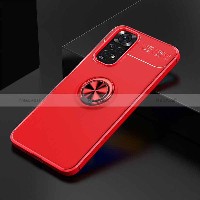 Ultra-thin Silicone Gel Soft Case Cover with Magnetic Finger Ring Stand SD1 for Xiaomi Redmi Note 11 4G (2022)