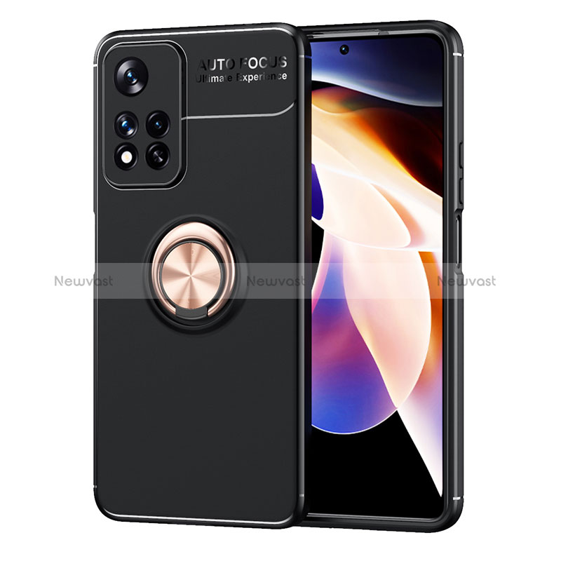 Ultra-thin Silicone Gel Soft Case Cover with Magnetic Finger Ring Stand SD1 for Xiaomi Redmi Note 11 Pro+ Plus 5G