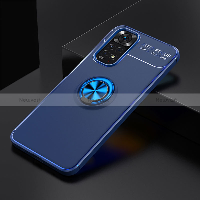 Ultra-thin Silicone Gel Soft Case Cover with Magnetic Finger Ring Stand SD1 for Xiaomi Redmi Note 11S 4G