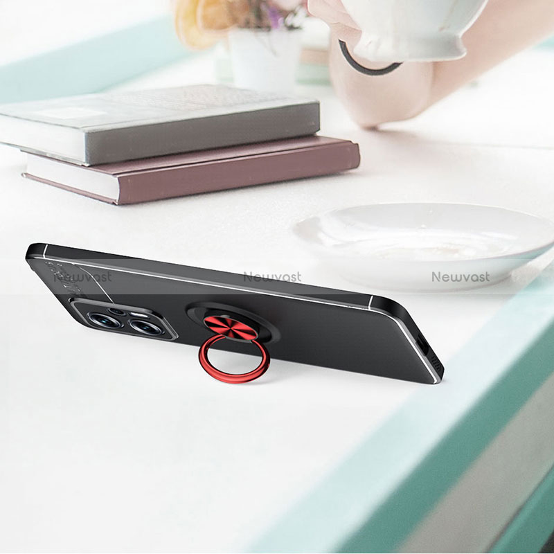 Ultra-thin Silicone Gel Soft Case Cover with Magnetic Finger Ring Stand SD1 for Xiaomi Redmi Note 11T Pro 5G