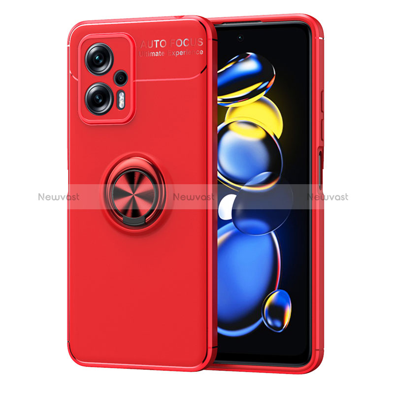 Ultra-thin Silicone Gel Soft Case Cover with Magnetic Finger Ring Stand SD1 for Xiaomi Redmi Note 11T Pro 5G