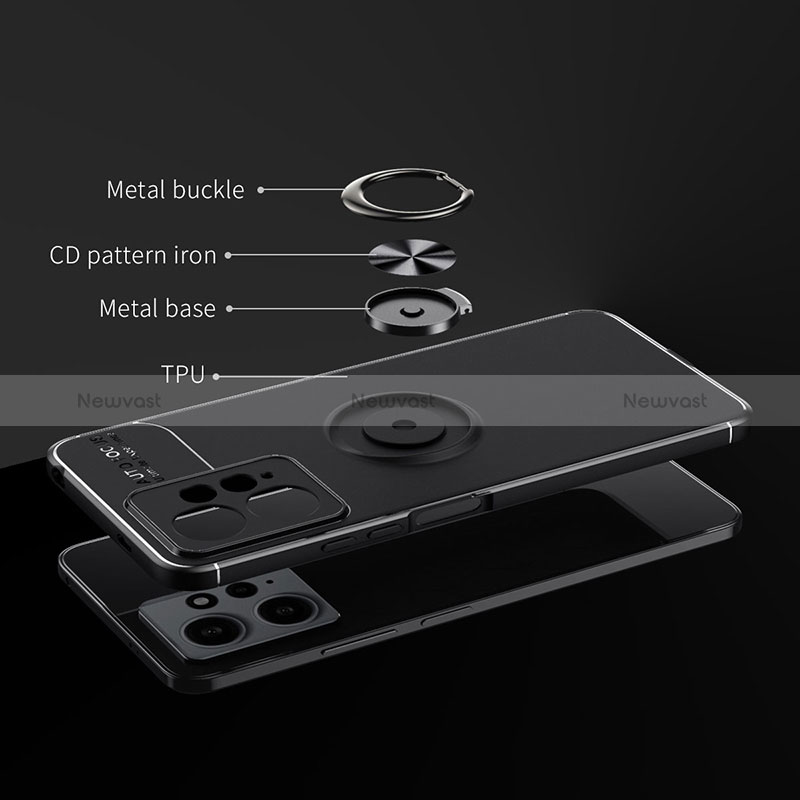 Ultra-thin Silicone Gel Soft Case Cover with Magnetic Finger Ring Stand SD1 for Xiaomi Redmi Note 12 4G