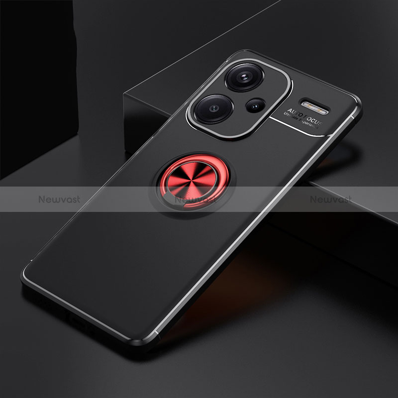 Ultra-thin Silicone Gel Soft Case Cover with Magnetic Finger Ring Stand SD1 for Xiaomi Redmi Note 13 Pro+ Plus 5G