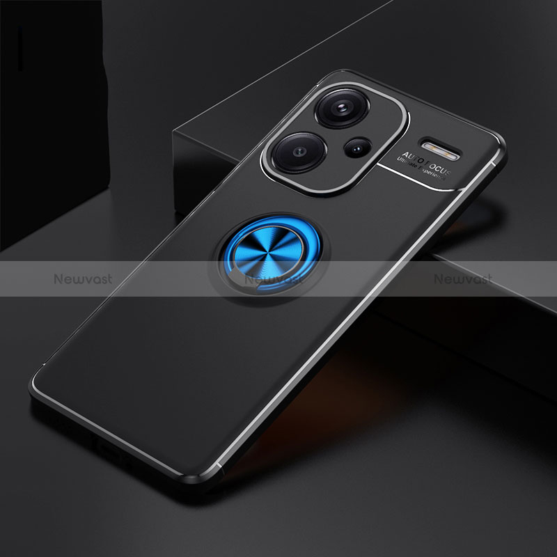 Ultra-thin Silicone Gel Soft Case Cover with Magnetic Finger Ring Stand SD1 for Xiaomi Redmi Note 13 Pro+ Plus 5G