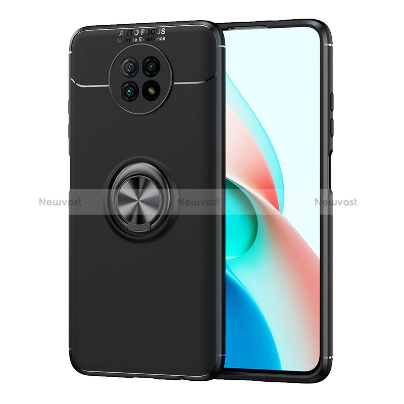 Ultra-thin Silicone Gel Soft Case Cover with Magnetic Finger Ring Stand SD1 for Xiaomi Redmi Note 9 5G