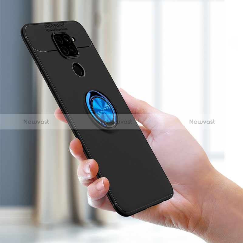 Ultra-thin Silicone Gel Soft Case Cover with Magnetic Finger Ring Stand SD1 for Xiaomi Redmi Note 9