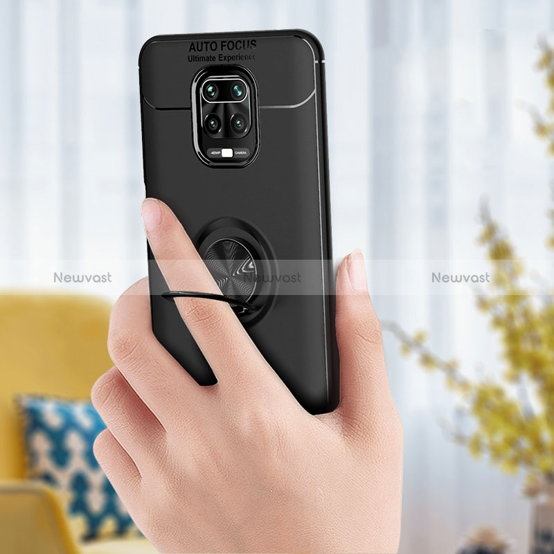 Ultra-thin Silicone Gel Soft Case Cover with Magnetic Finger Ring Stand SD1 for Xiaomi Redmi Note 9 Pro Max