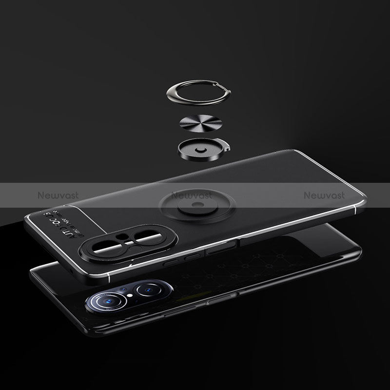 Ultra-thin Silicone Gel Soft Case Cover with Magnetic Finger Ring Stand SD2 for Huawei Honor 50 SE 5G