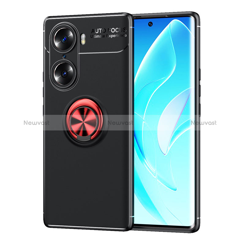 Ultra-thin Silicone Gel Soft Case Cover with Magnetic Finger Ring Stand SD2 for Huawei Honor 60 Pro 5G