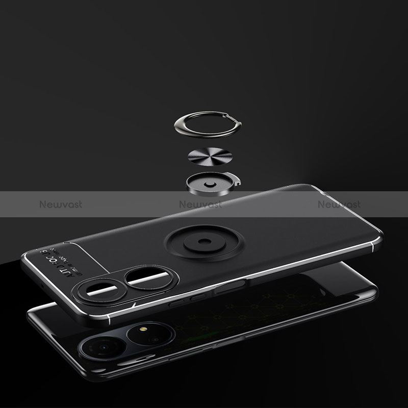 Ultra-thin Silicone Gel Soft Case Cover with Magnetic Finger Ring Stand SD2 for Huawei Honor X7