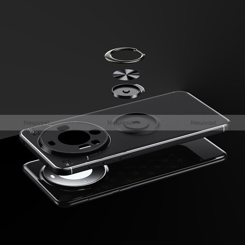 Ultra-thin Silicone Gel Soft Case Cover with Magnetic Finger Ring Stand SD2 for Huawei Mate 60 Pro+ Plus