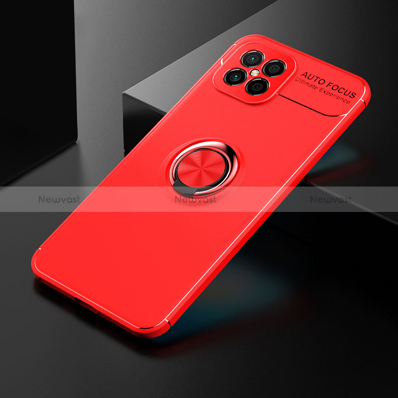 Ultra-thin Silicone Gel Soft Case Cover with Magnetic Finger Ring Stand SD2 for Huawei Nova 8 SE 4G Red