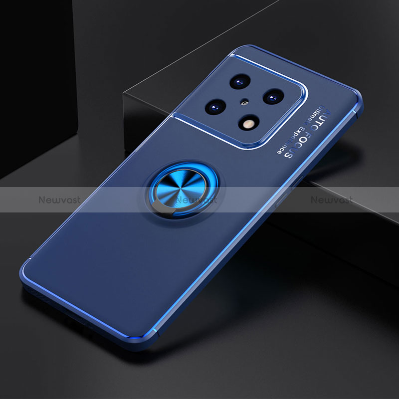 Ultra-thin Silicone Gel Soft Case Cover with Magnetic Finger Ring Stand SD2 for OnePlus 10 Pro 5G Blue