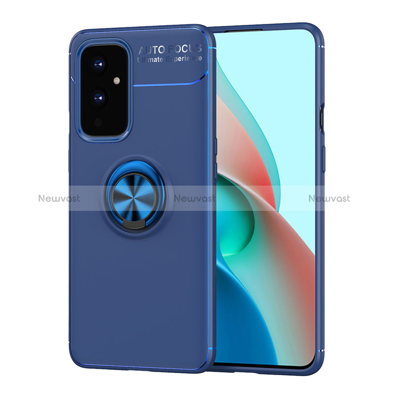 Ultra-thin Silicone Gel Soft Case Cover with Magnetic Finger Ring Stand SD2 for OnePlus 9 5G