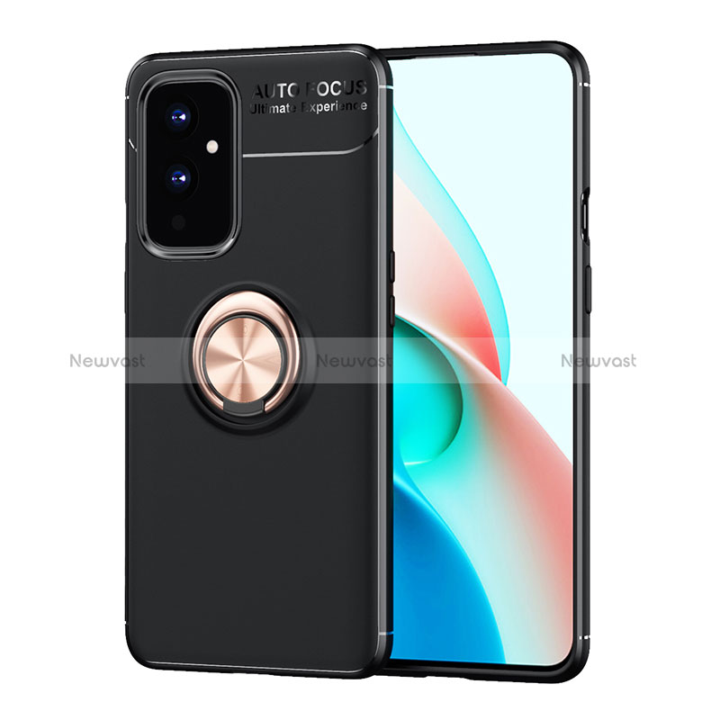 Ultra-thin Silicone Gel Soft Case Cover with Magnetic Finger Ring Stand SD2 for OnePlus 9 5G