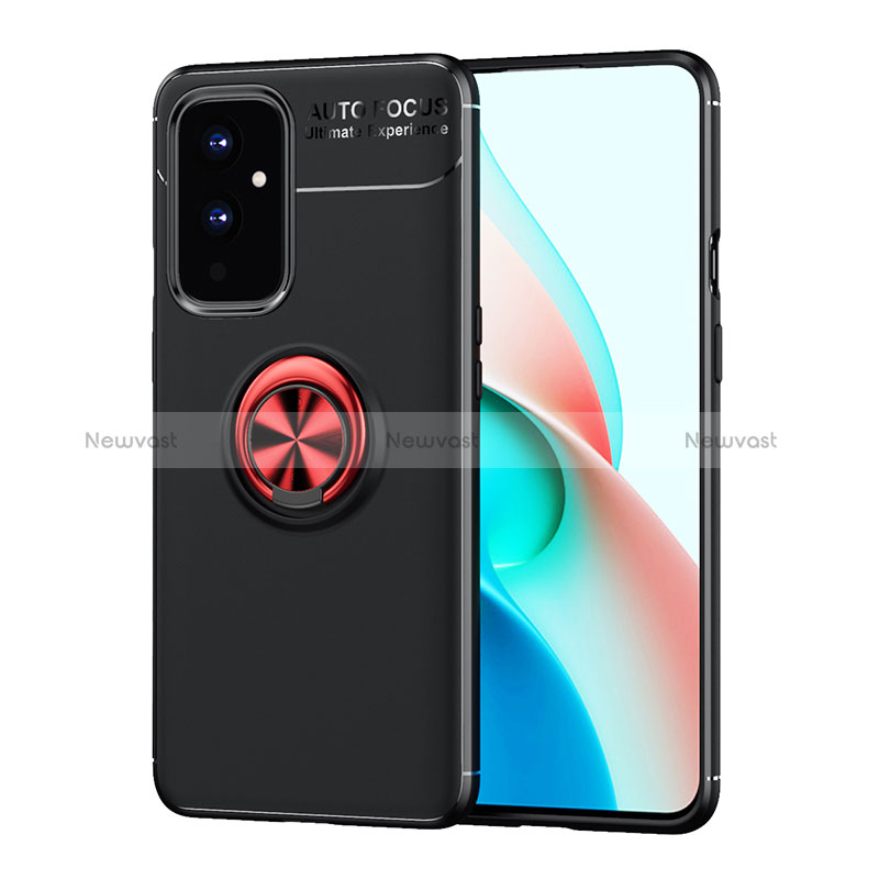 Ultra-thin Silicone Gel Soft Case Cover with Magnetic Finger Ring Stand SD2 for OnePlus 9 5G